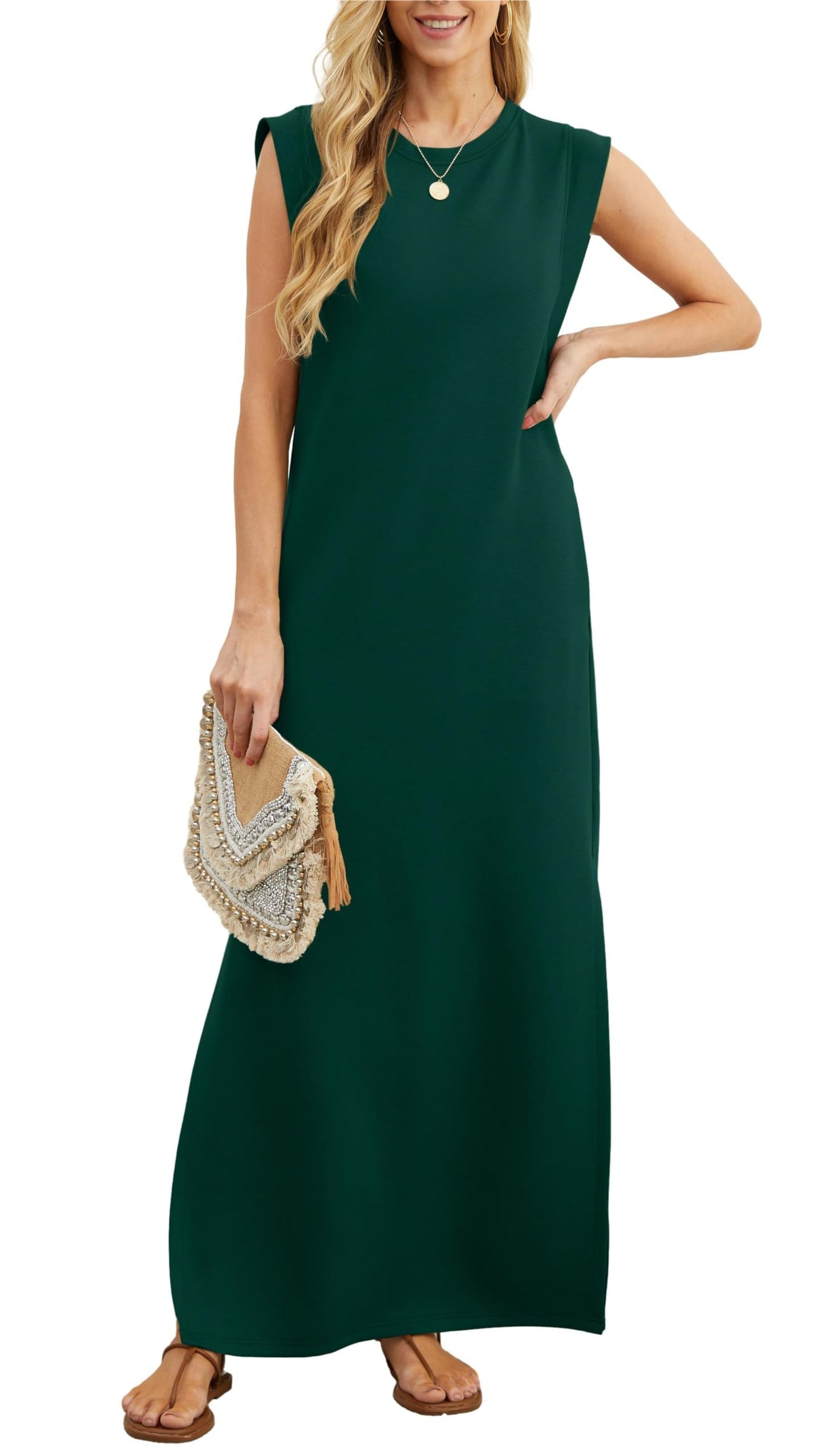 Usphonecards - Summer hot sale - women's casual loose split wrinkle free maxi dress