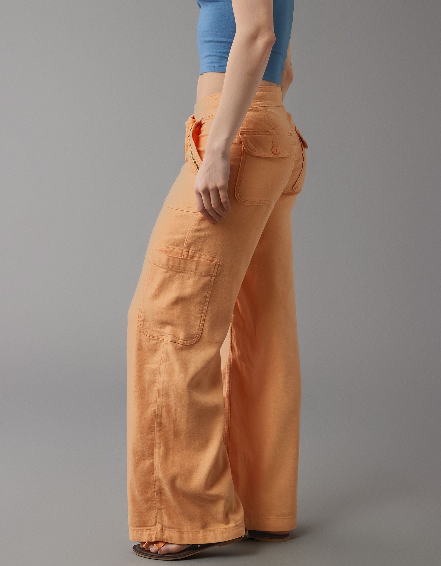 Usphonecards - Linen-Blend Wide-Leg Cargo Pant