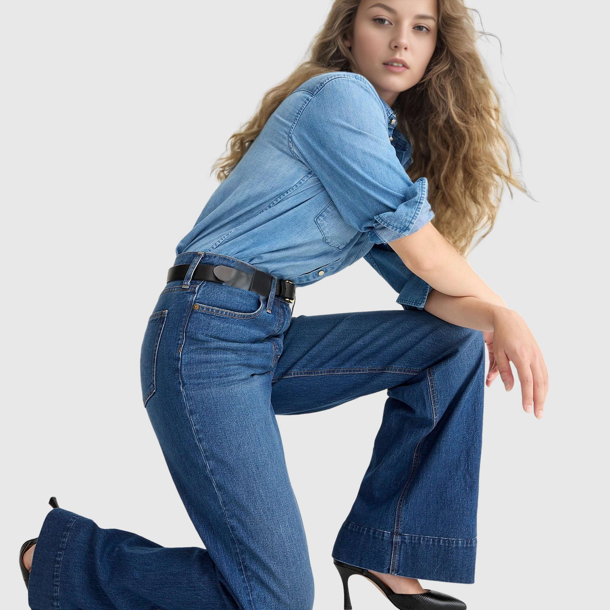 🤣Last day! 💥Special sale - Tall Wide Leg Denim Trouser - naotstore