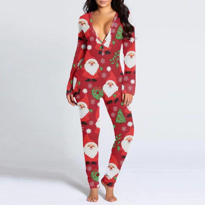 Usphonecards - Christmas Button Flap Sexy Jumpsuit For Women