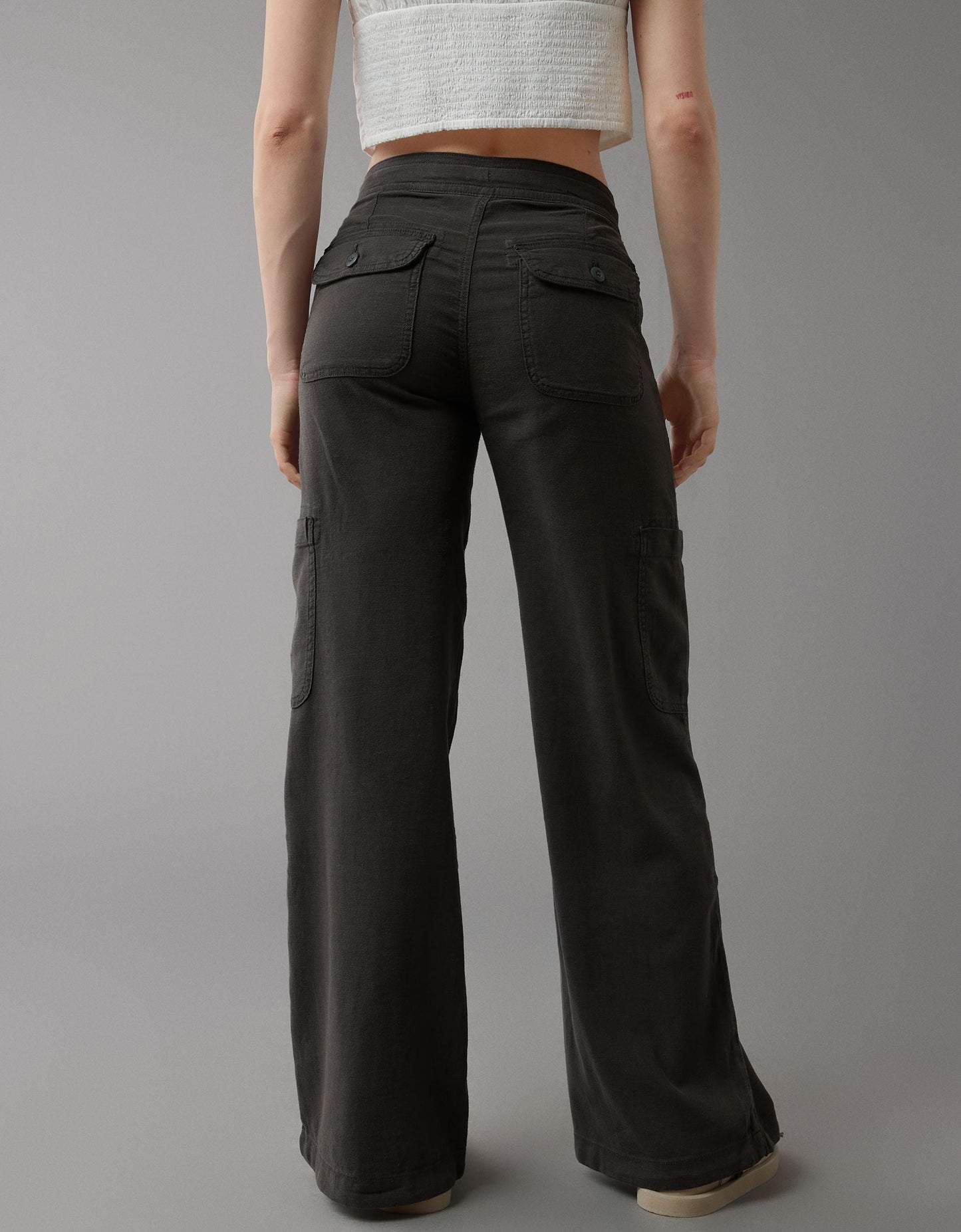 Usphonecards - Linen-Blend Wide-Leg Cargo Pant