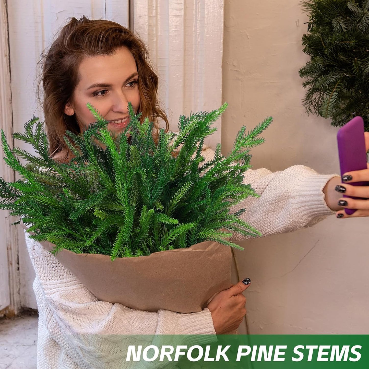 Usphonecards - Natural Christmas Greenery-Norfolk Pine Branch