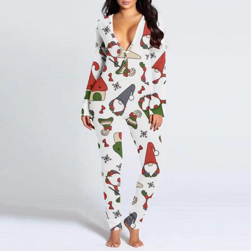 Usphonecards - Christmas Button Flap Sexy Jumpsuit For Women