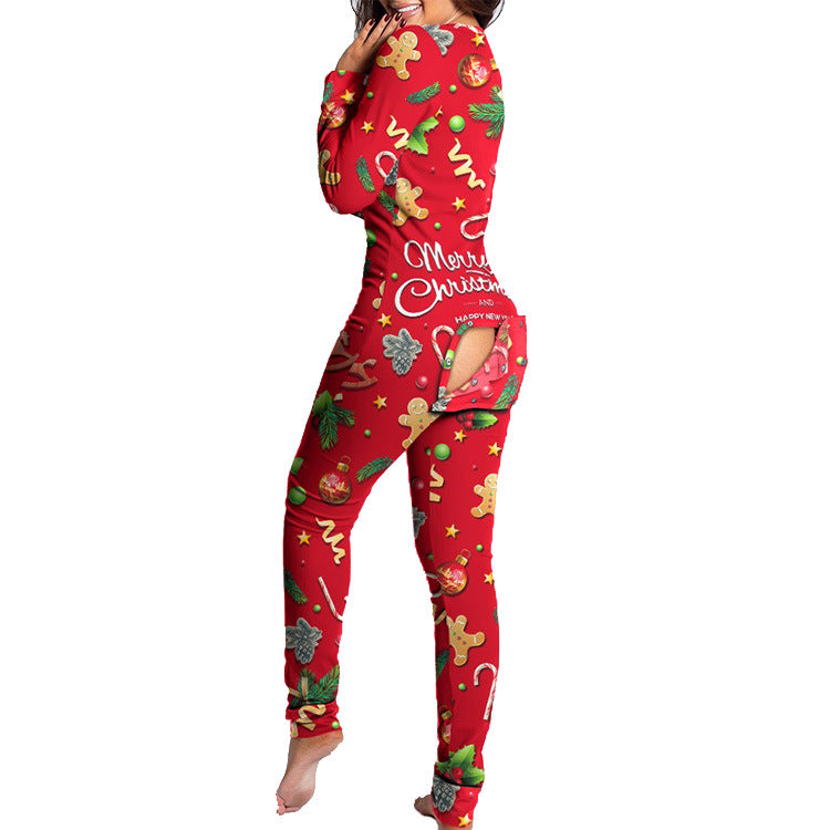 Usphonecards - Christmas Button Flap Sexy Jumpsuit For Women