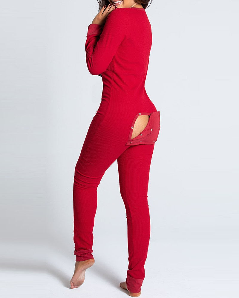 Usphonecards - Christmas Button Flap Sexy Jumpsuit For Women