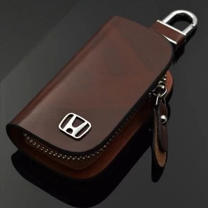 Usphonecards - Car Logo Leather Wood Grain Car Key Case