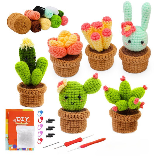 Plant Pot Handmade DIY Knitting Material Kit(Plant succulents)