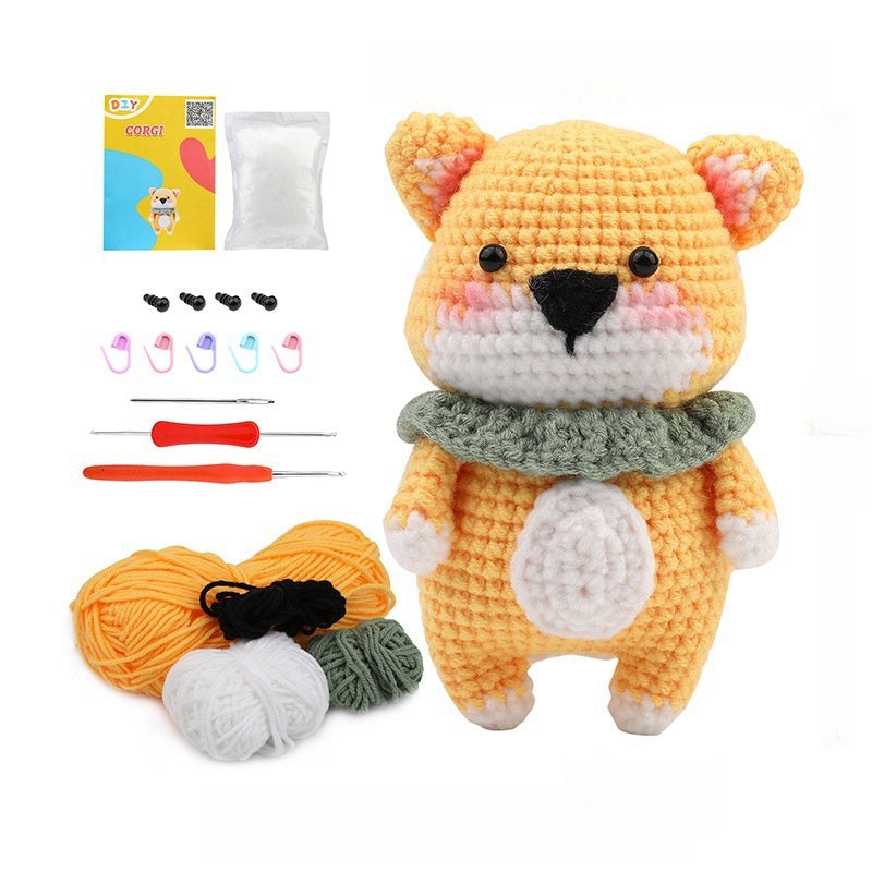 Crochet handmade diy wool knitted jewelry material package (yellow dog)