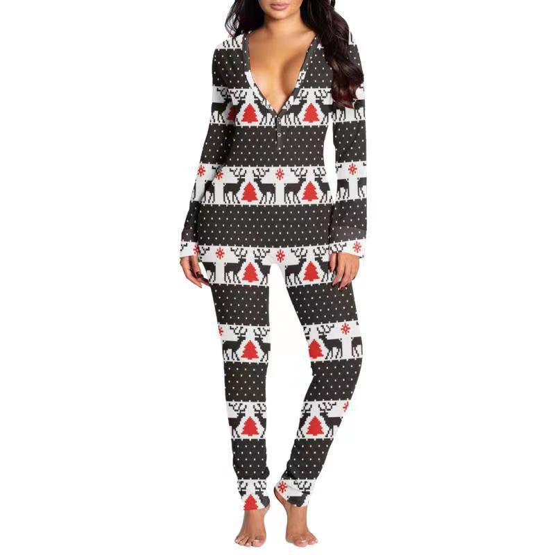 Usphonecards - Christmas Button Flap Sexy Jumpsuit For Women