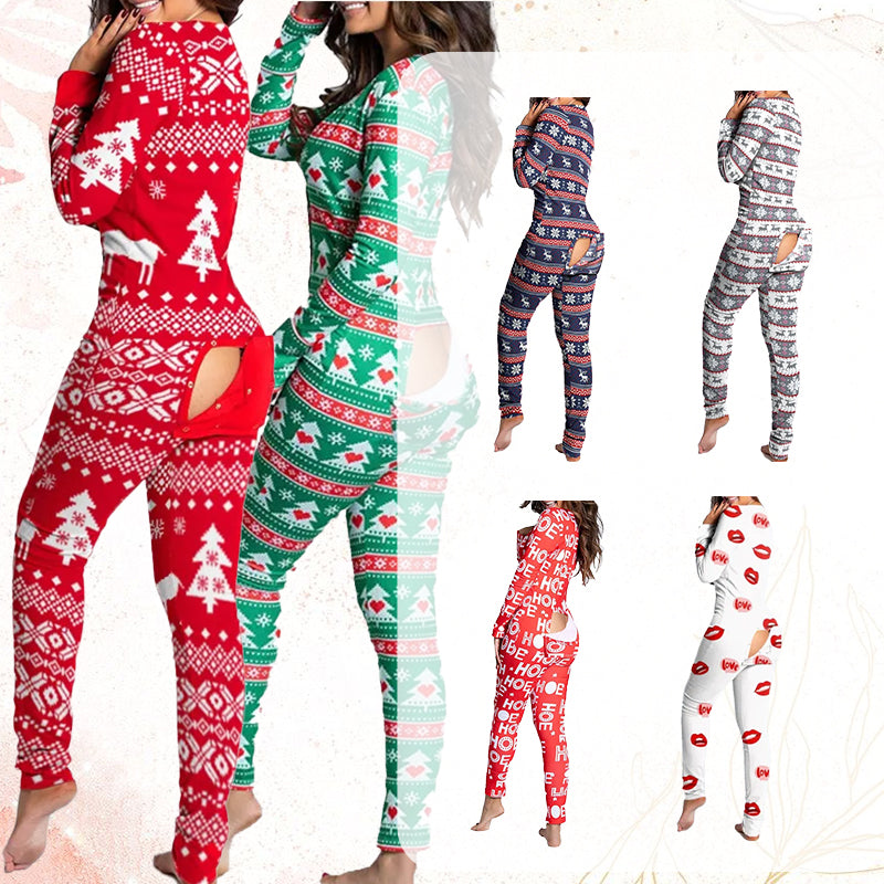 Usphonecards - Christmas Button Flap Sexy Jumpsuit For Women