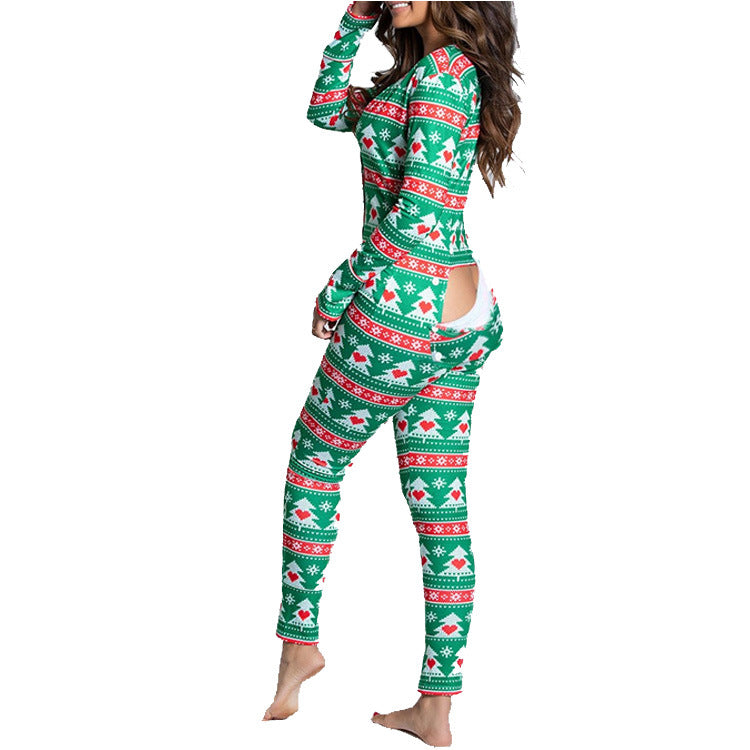 Usphonecards - Christmas Button Flap Sexy Jumpsuit For Women