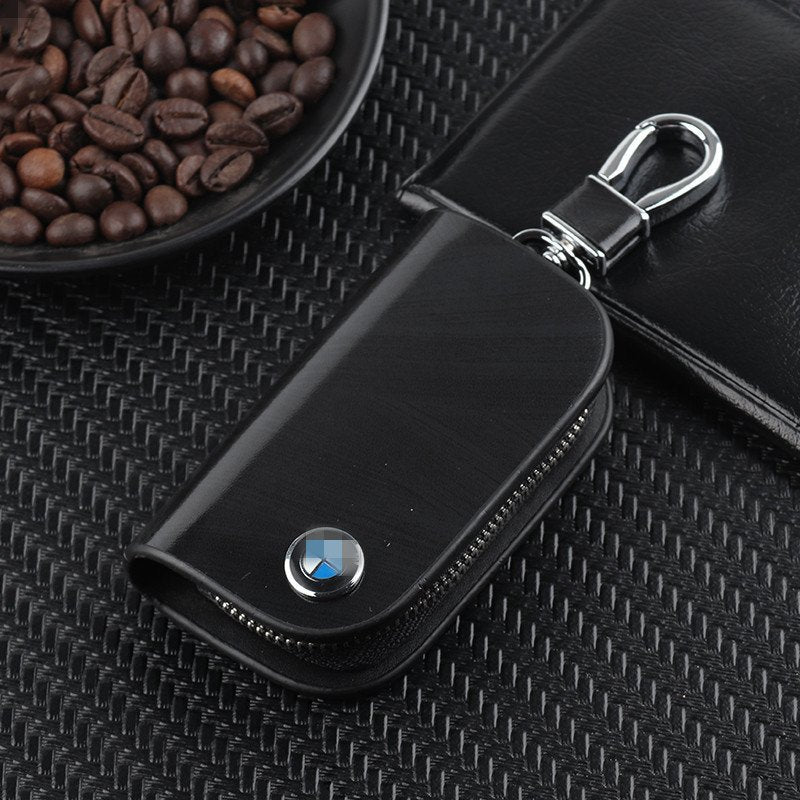 Usphonecards - Car Logo Leather Wood Grain Car Key Case