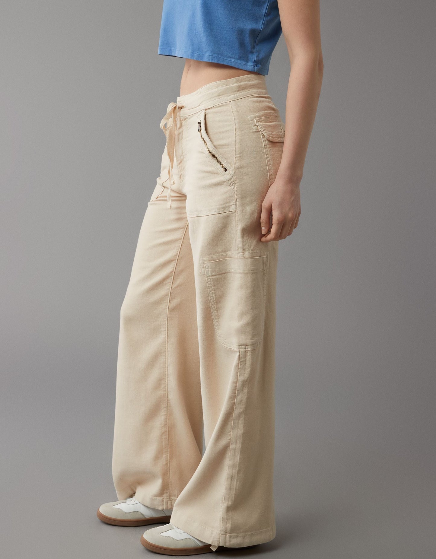 Usphonecards - Linen-Blend Wide-Leg Cargo Pant